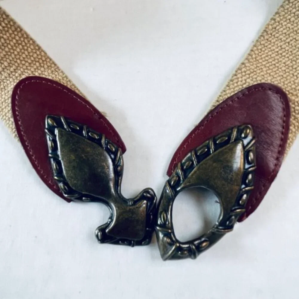 Metal Buckle Belt Bras‎ Leather Toggle Buckle Strap Wide Festival Western Boho
